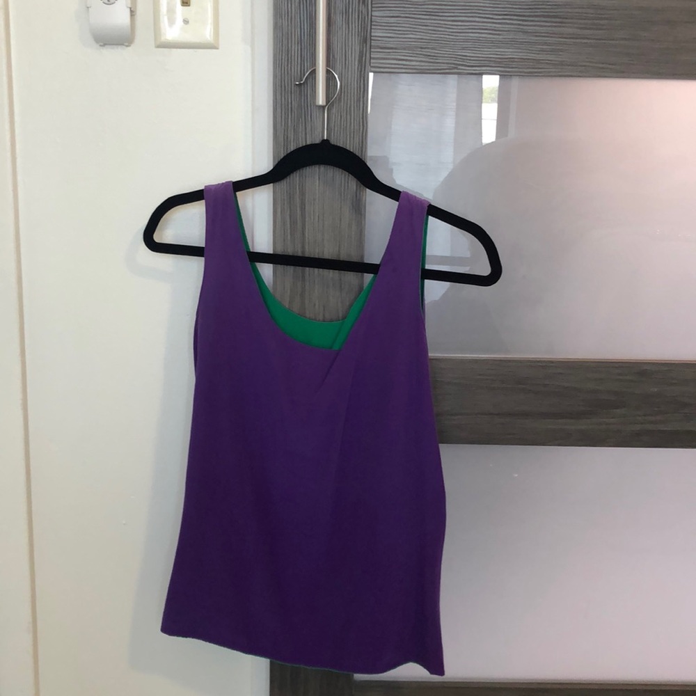 Reversible royal purple / Kelley green silk top